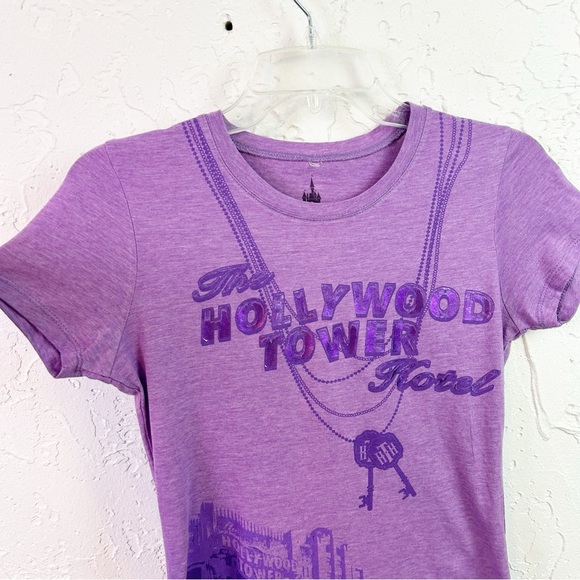 Disney Parks Purple Hollywood Tower of Terror Double Sided Fitted Size Medium - Picture 3 of 7